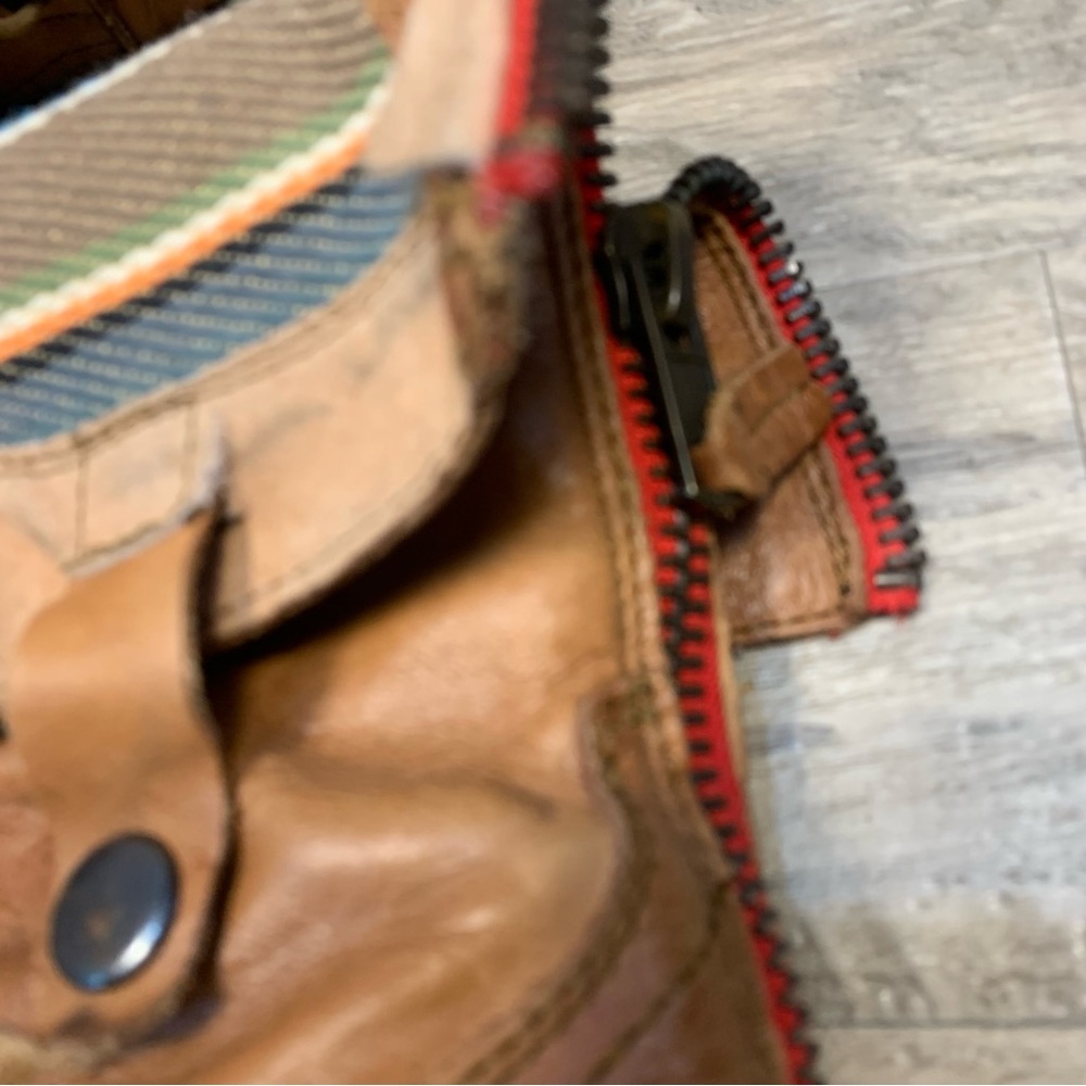 Steve Madden Camarro Mexico Western Fold Over Aztec Lace Up Combat Boots Tan - Picture 5 of 14